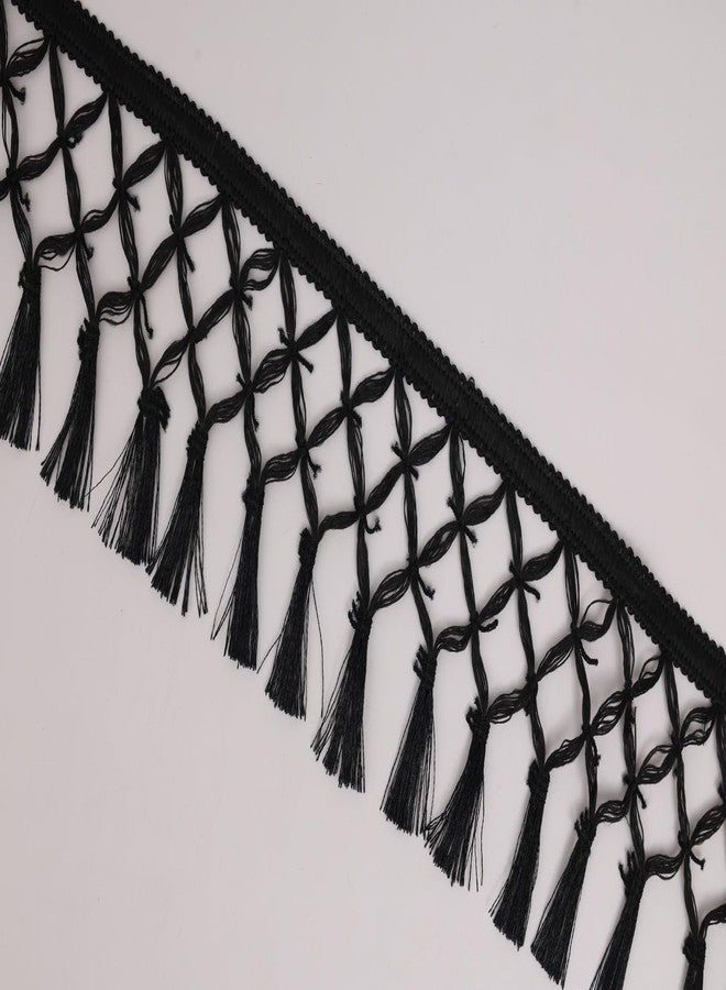 PREMDAS LACES Tassel Latkan Hanging,Fringe Silk Jhallar Laces And Border Material Zhallar Dresses,Blouse,Dupatta,Sari,Choli,Chunni,Sarees,Lehenga,Suits,Curtains,9 Meters (Black) - Image 1